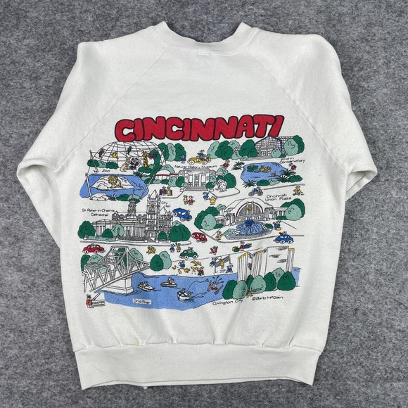 Screen Stars Other - VTG Cincinnati Map Barb McClain Sweatshirt Mens M White 80s Made In USA